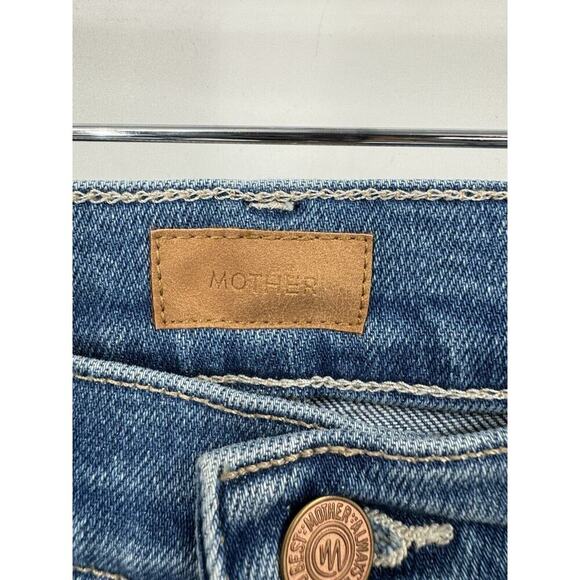 Mother Cotton Blue The Tomcat High Rise Layover Straight Leg Jeans B1828 - Picture 4 of 7